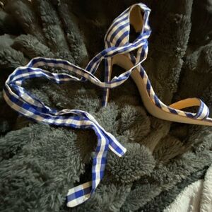Liliana Blue and White Gingham Heels